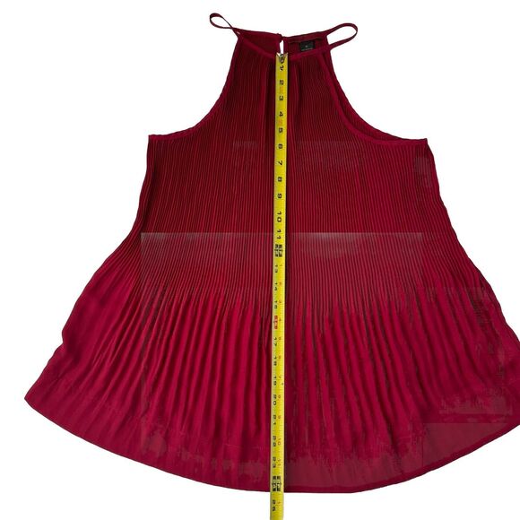BKE Red Women Red Burgundy Semi Sheer Pleated Sleeveless Blouse Medium - Picture 6 of 11